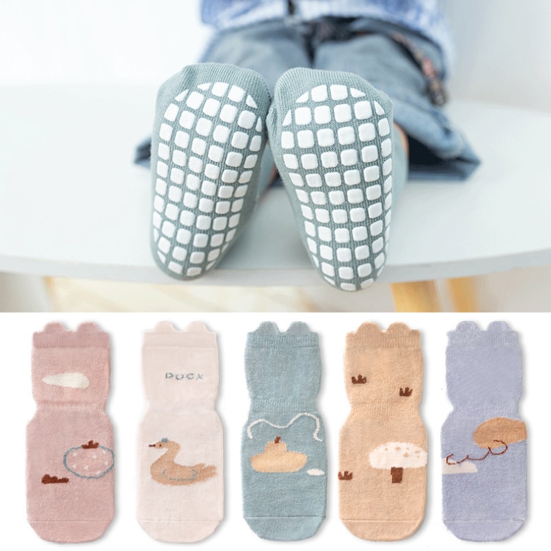 Cute Baby Floor Rubber Anti-slip White High Long Socks Spring Autumn Cartoon Cotton Clothes for Newborn Infant Kids Boys Girls