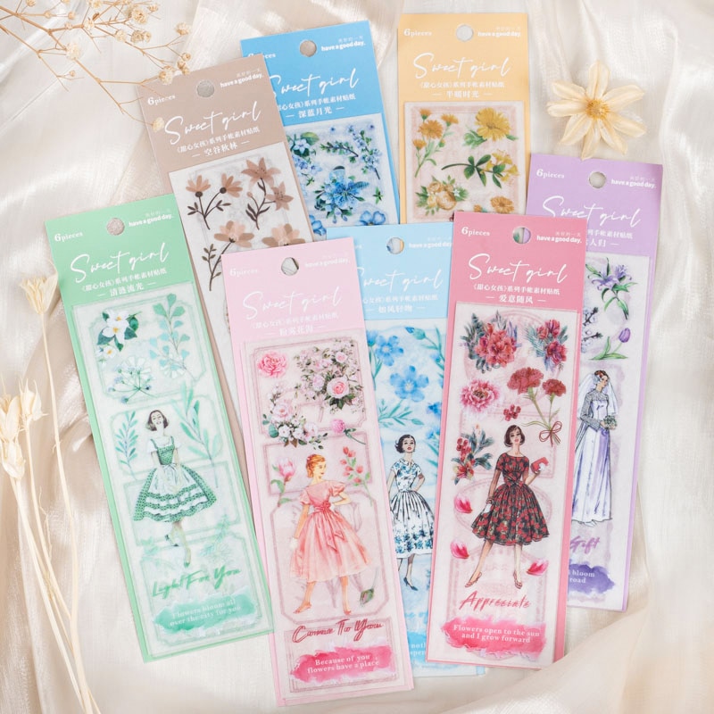 8packs/LOT Candy Girl series retro cute lovely message sticker