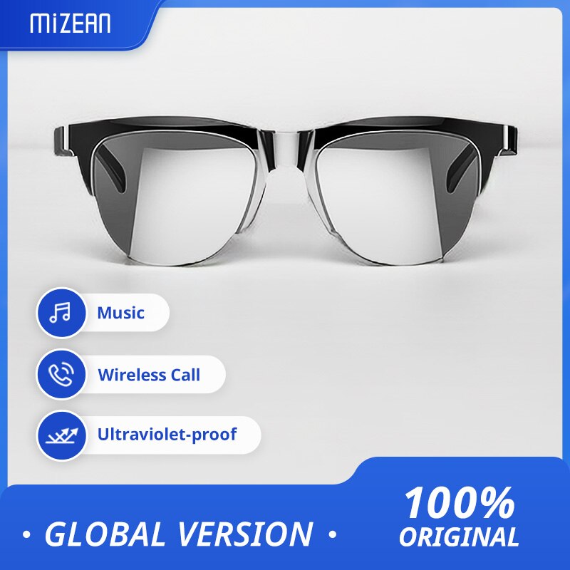 MiZEAN Smart Glasses Headset Men Women Wireless Bluetooth Sunglasses Outdoor Sport Earphone Calling Music Anti-Blue Eyeglasses