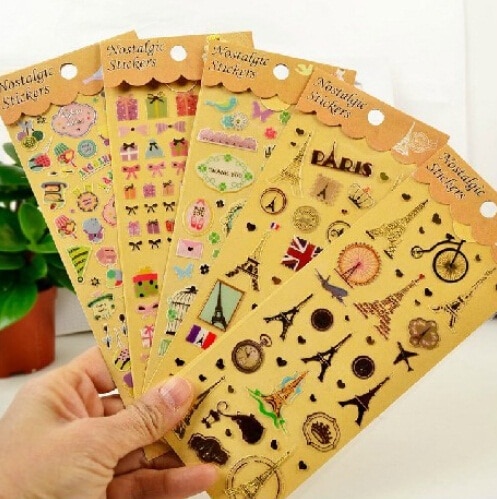 free shipping 20packs Retro bronzing series stickers DIY Kawaii Scrapbooking Stickers Diary Stationery New School Supplies
