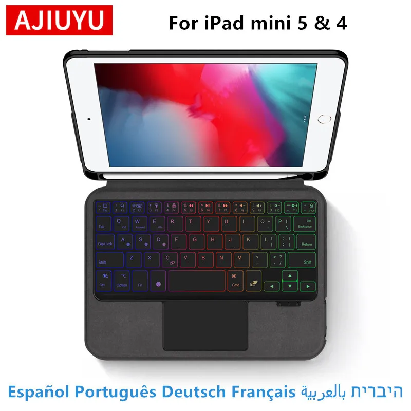 AJIUYU Smart Keyboard Case For iPad mini 5th Generation Mini 4 5 7.9 Inch Tablet Magic Cover