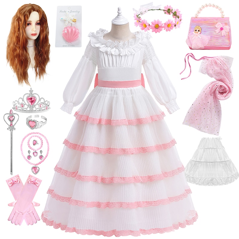 Halloween New Movies Little Mermaid Costume for Girls Christmas Children Cake Tiered Fairy Princess Party Ariel Lolita Dress