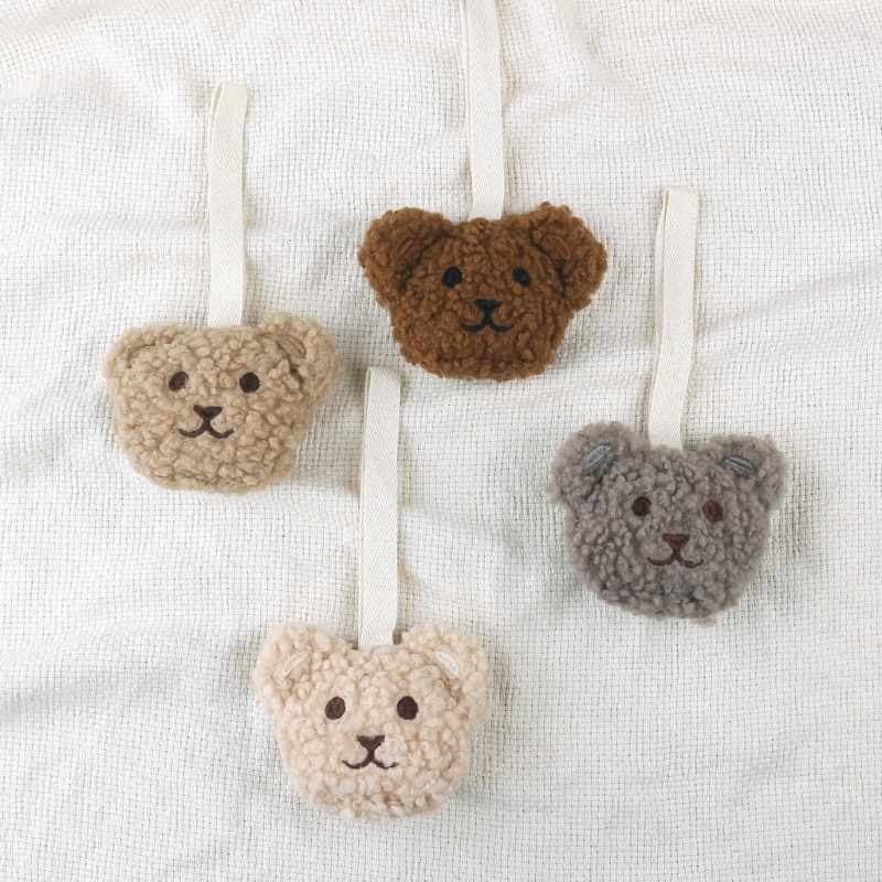 Pacifier Chain Plush Pendant Pacifier Clip Holder Soft Cartoon Bear Crib Hanging Decorations Infant Pacifier Accessories H37A