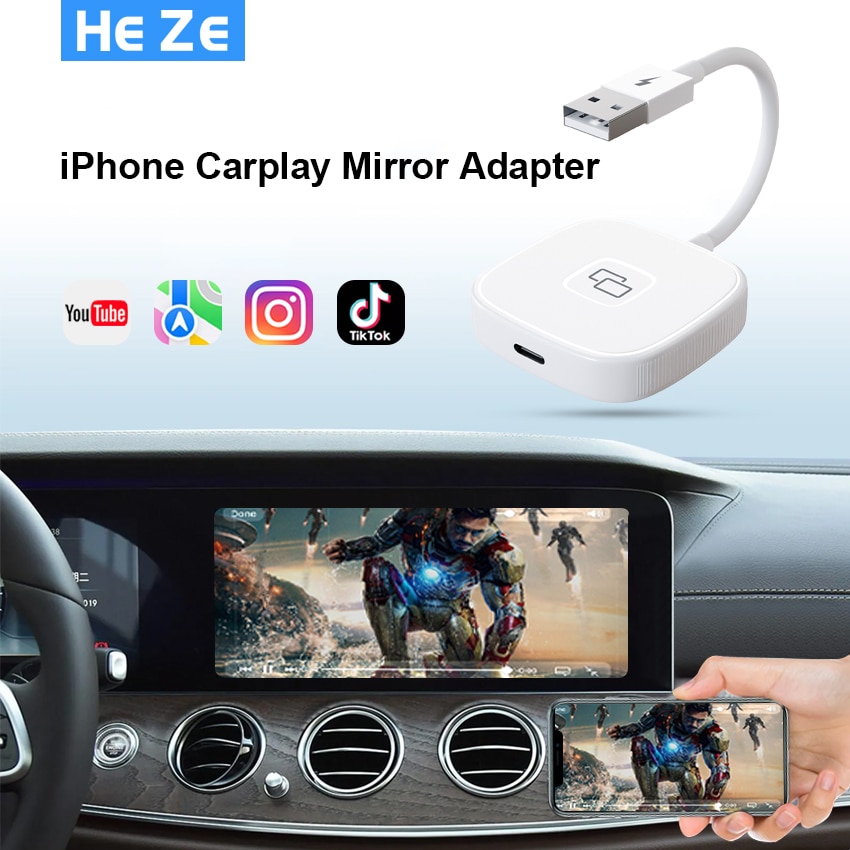iPhone Carplay to Car Mirror Adapter Wired Carplay Mirroring Dongle Carplay Adapter for Factory Wired Carplay Converter