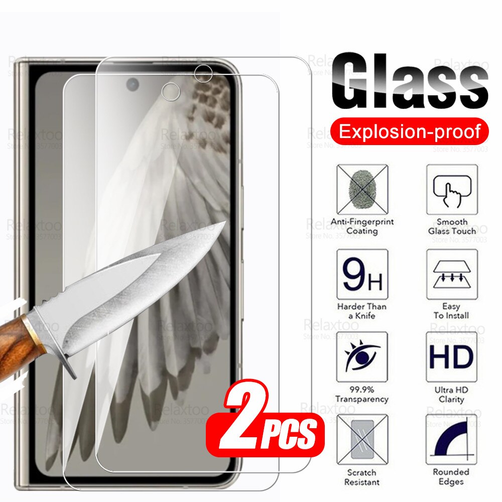 For Google Pixel Fold Glass 2Pcs Tempered Glass Screen Protector Googl PixelFold 5G Folding Scratch-Proof Cover Protective Film