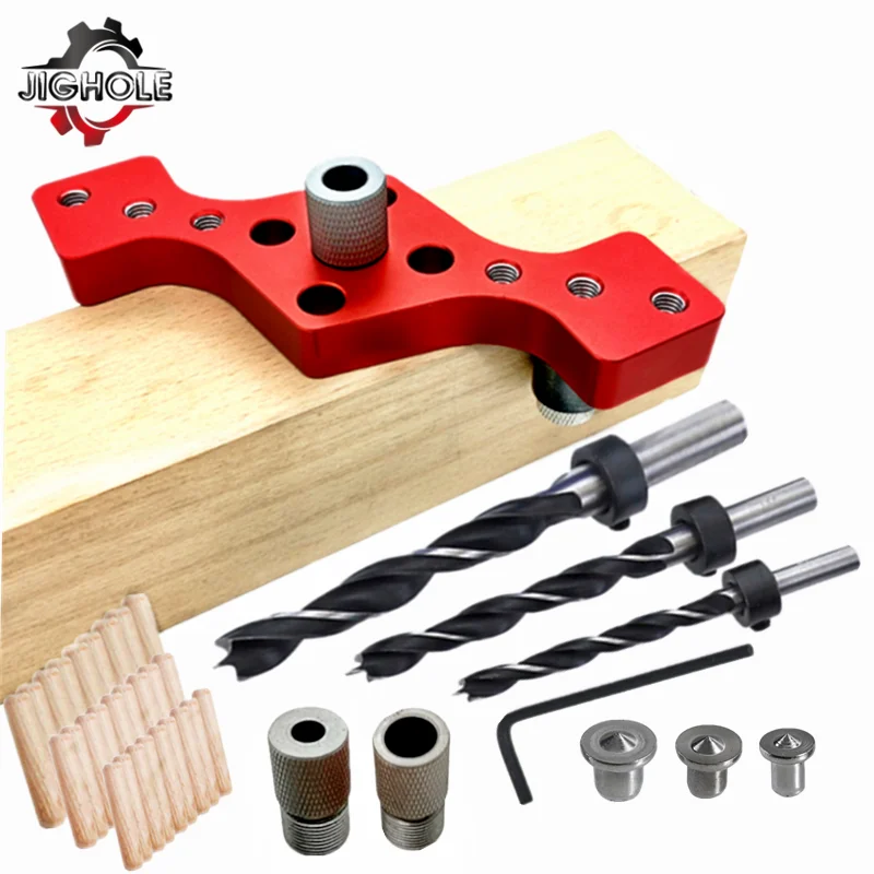Woodworking 6/8/10mm Vertical Pocket Hole Jig Self Centering Dowel Drill Guide Pin Fixture Sliding