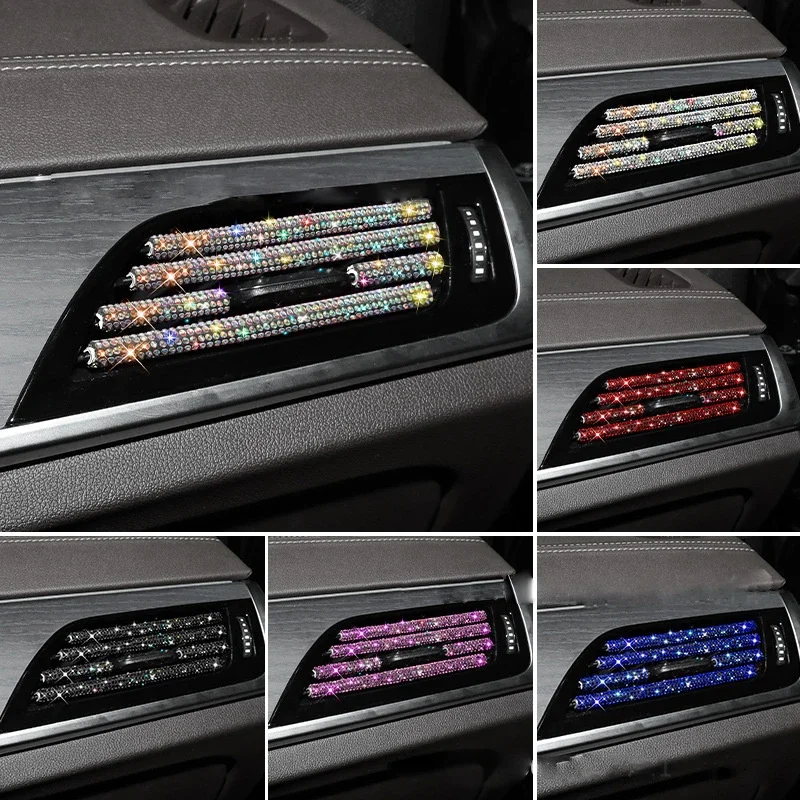 Diamond Car Air Conditioner Outlet Decorative Strips Universal U Shape Clip Rhinestones Grille