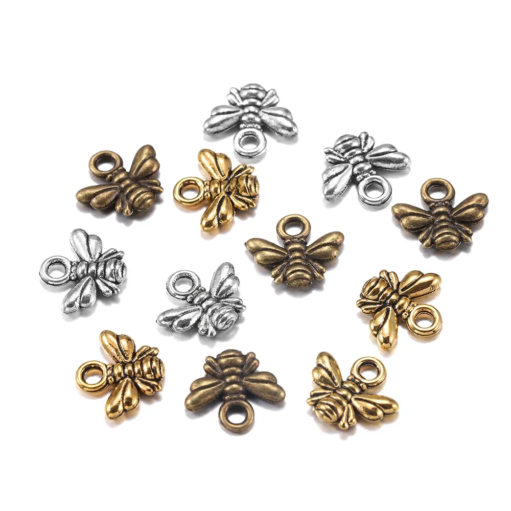 40pcs Antique Tone Bumble Bee Honeybee Insects Charm Pendants Beads For Necklace Bracelet Earring