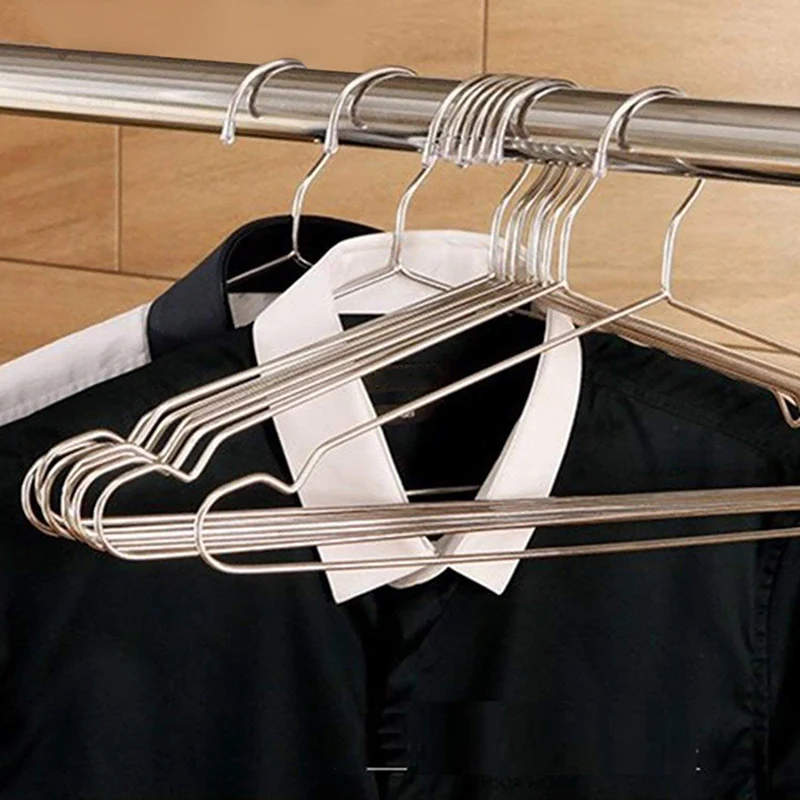 10pcs/set Clothes Hangers Stainless Steel Clothing Drying Rack Anti-slip Dress Towel Coat Hangers