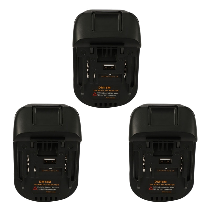 3X 20V To 18V Battery Conversion Dm18m Li-Ion Charger Tool Adapter For Makita Bl1830 Bl1850 Batteries