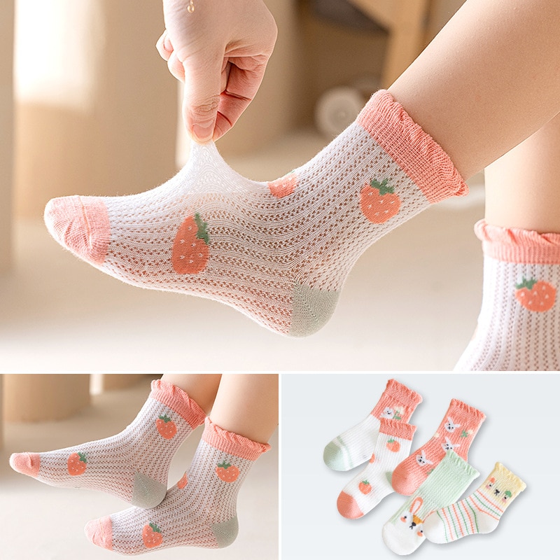 5Pairs/lot Summer Spring New Baby Socks Dinosaur Cute Cool Thin Kids Socks Cotton Animal Socks Mesh Colorful Children Socks
