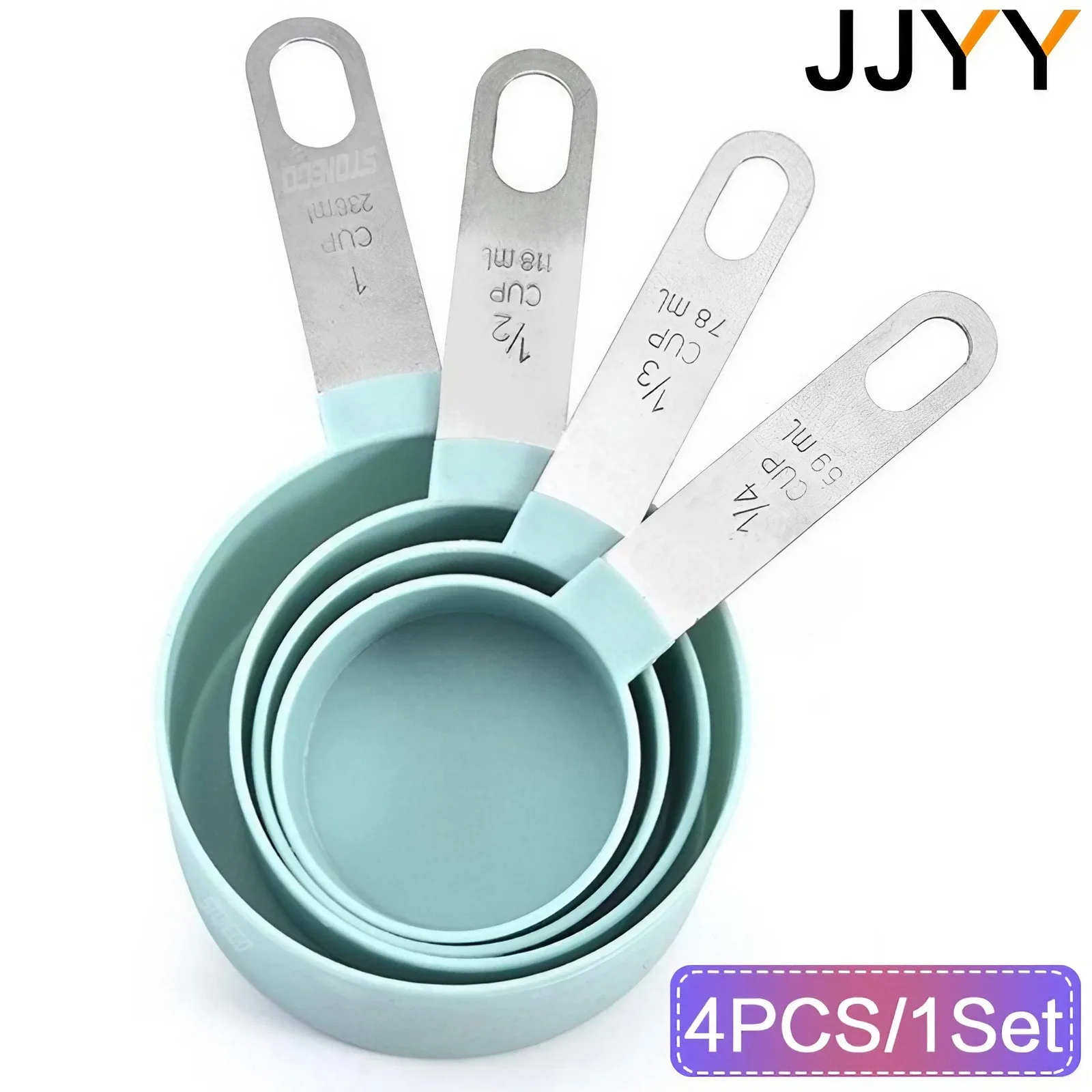 JJYY 4PCS/1Set Measuring Cup Multi Purpose Cup Measuring Tools PP Baking Accessories Stainless Steel