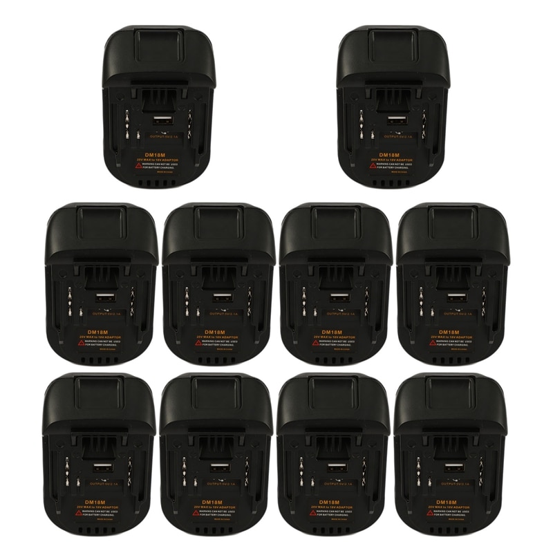 10X 20V To 18V Battery Conversion Dm18m Li-Ion Charger Tool Adapter For Makita Bl1830 Bl1850 Batteries