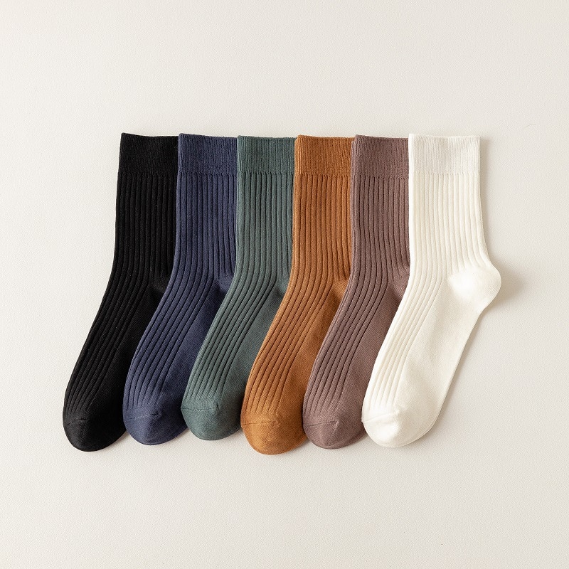 Men's Stockings Solid Color Classic All Codecotton Stockings Conventional Hickness Wear It Year-round Middle Barrel Sock Ma