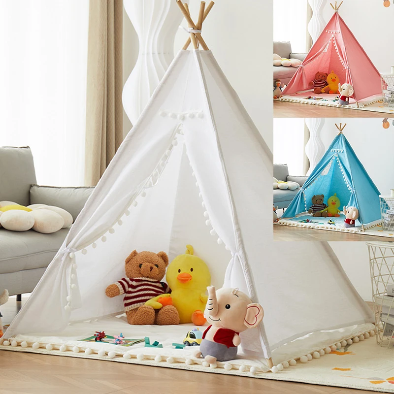 Portable Children Tents Tipi Play House Kids Cotton Canvas Indian Play Tent Wigwam Child Little
