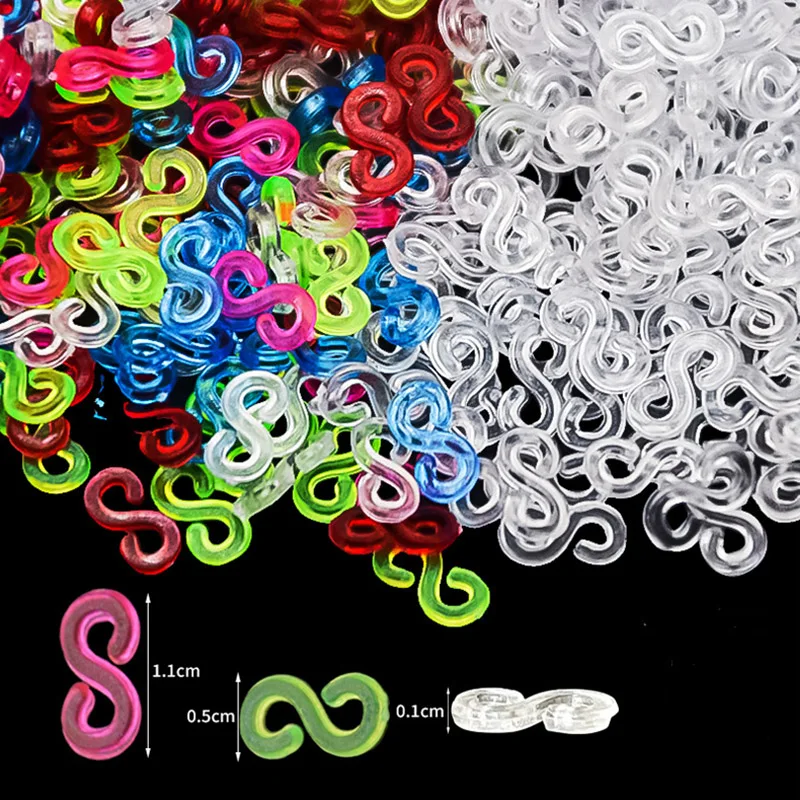48/100/300/500/2000PCS Transparent Loom Rubber Bands Kits S  Clips for DIY Loom Bands Bracelet