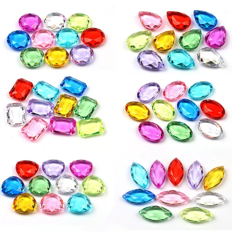 30PCS Pirate Treasure Hunt Boys Girls Multi-Colored Diamond Gems Toy  Kids Toys Jewels Jewelry