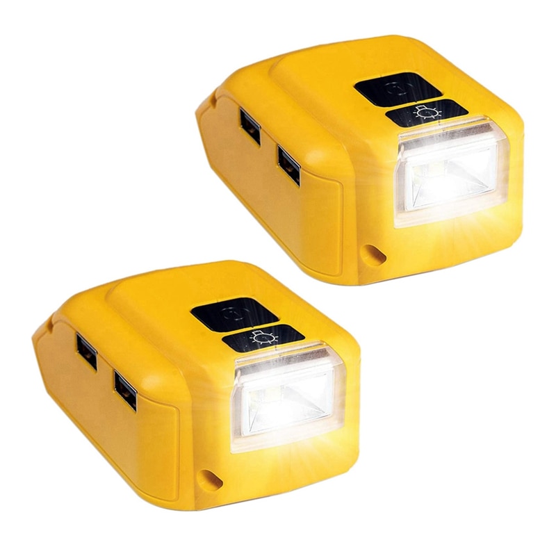 2X DCB090 Battery Adapter Converter Battery Power Source With Dual USB For Dewalt 20V Max 18V Lithium-Ion Batteries