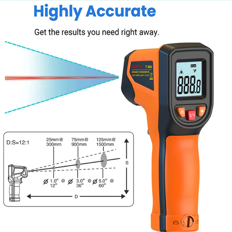 -50~600°C Digital Infrared Thermometer Non-contact Laser Temperature Meter Handheld Thermometer