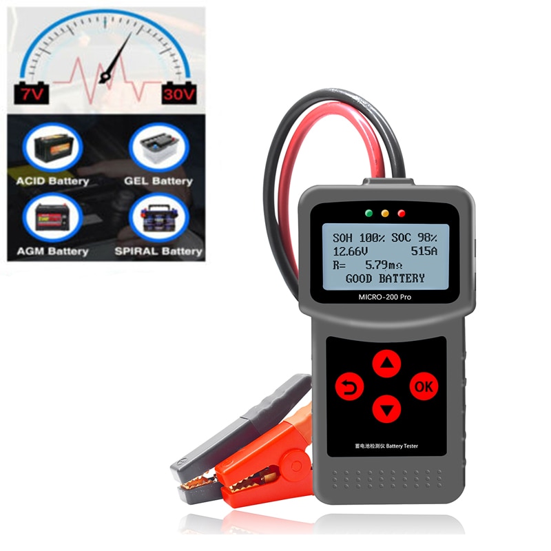 12/24V Car Battery Analyzer Tester MICRO-200 PRO Multi-Language Digital AGM EFB Gel Automotive Load Battery System For Car Moto