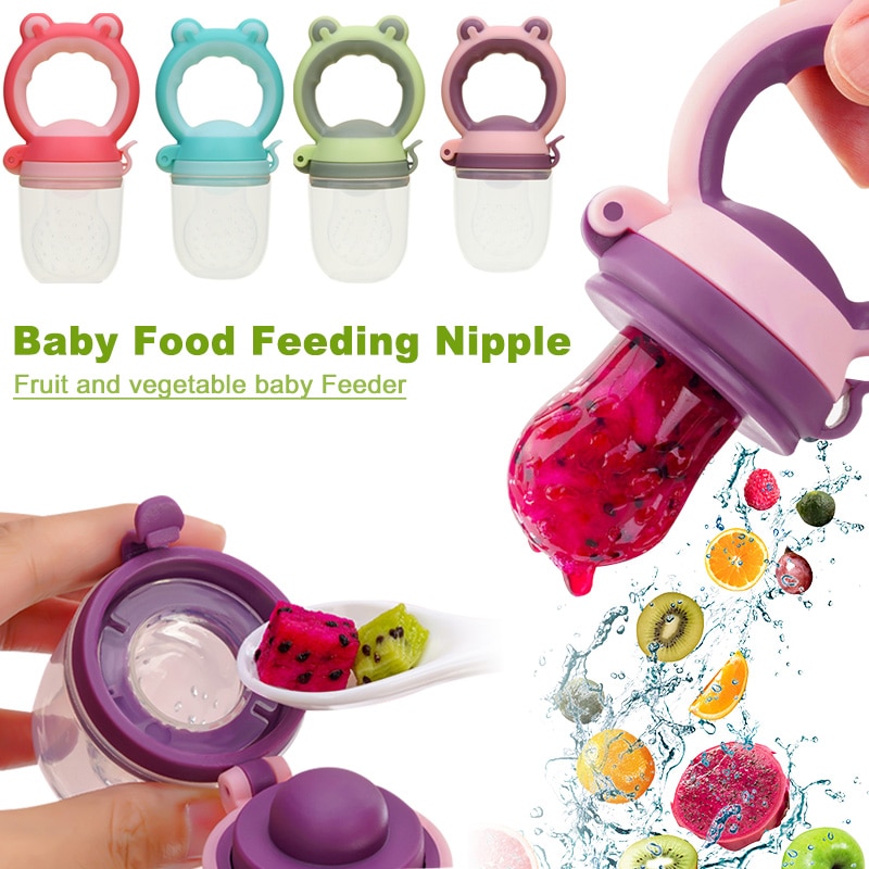 Cute Frog Baby Food Feeding Spoon Juice Extractor Fruit Vegetable Feeder Pacifier Feeding Bottle Silicone Food Bite Eat Feeder