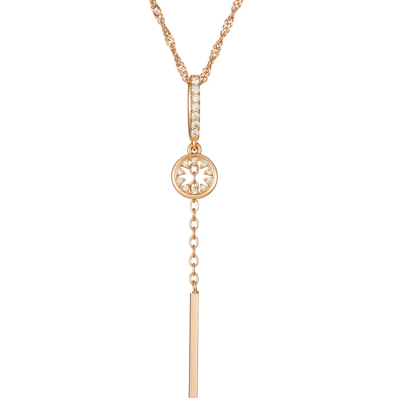Kinel Hot Fashion Tassel Hollow Pendant Natural Zircon 585 Gold Color Necklace Water Wave Chain