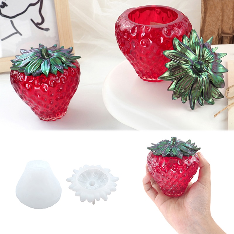 DIY Crystal Epoxy Resin Mold Strawberry Storage Box Fruit Storage Jar Mirror Silicone Mold