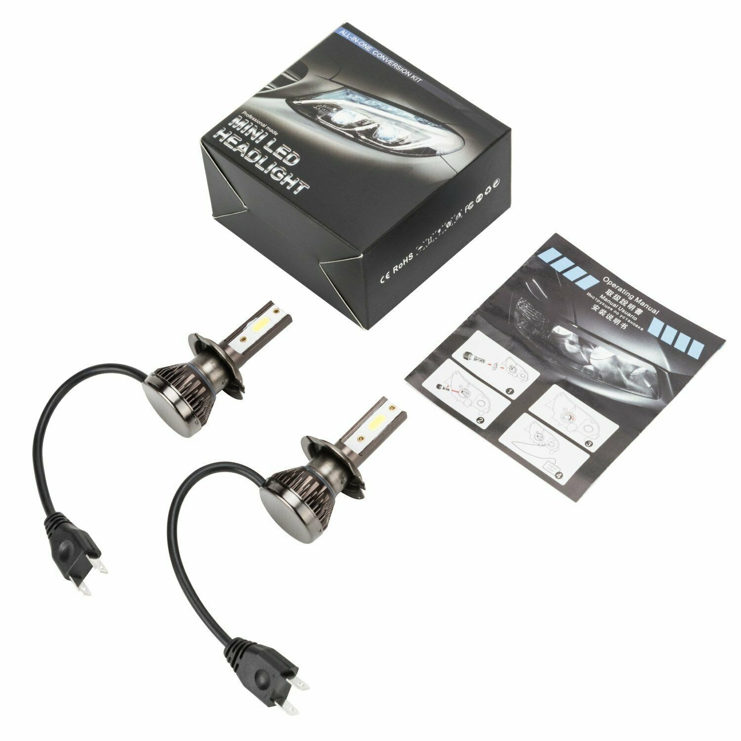 Headlamp Bulbs Headlight Durable Error Free H7 Hi/Low Beam Replacement Super Bright Anti Flicker Universal COB Canbus