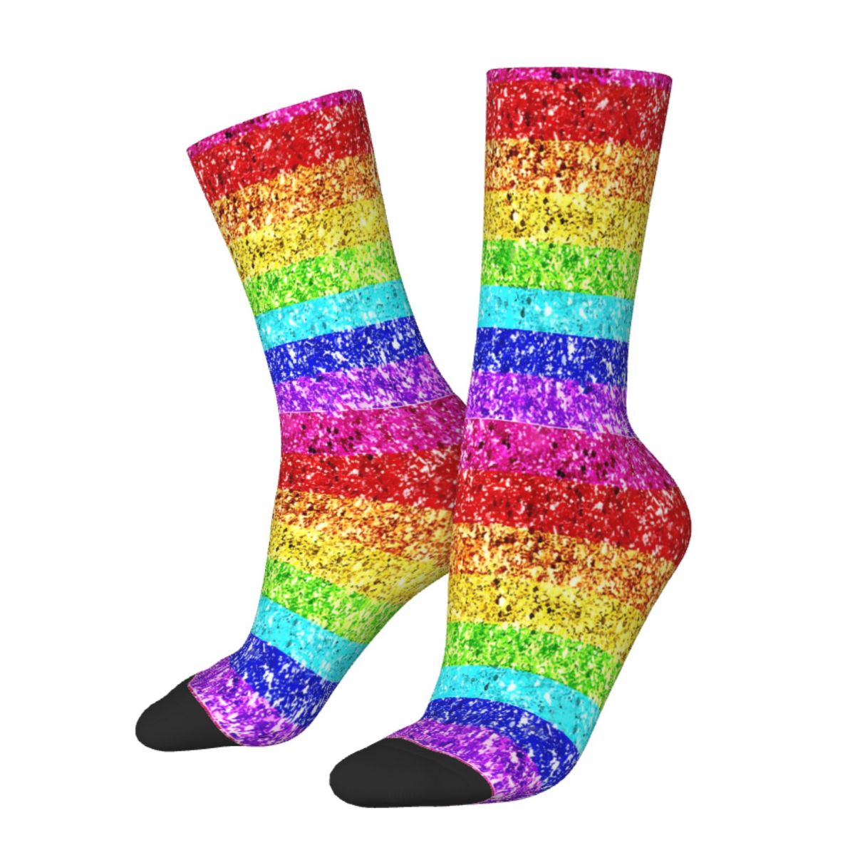Rainbow Glitter Socks Male Mens Women Winter Stockings Printed
