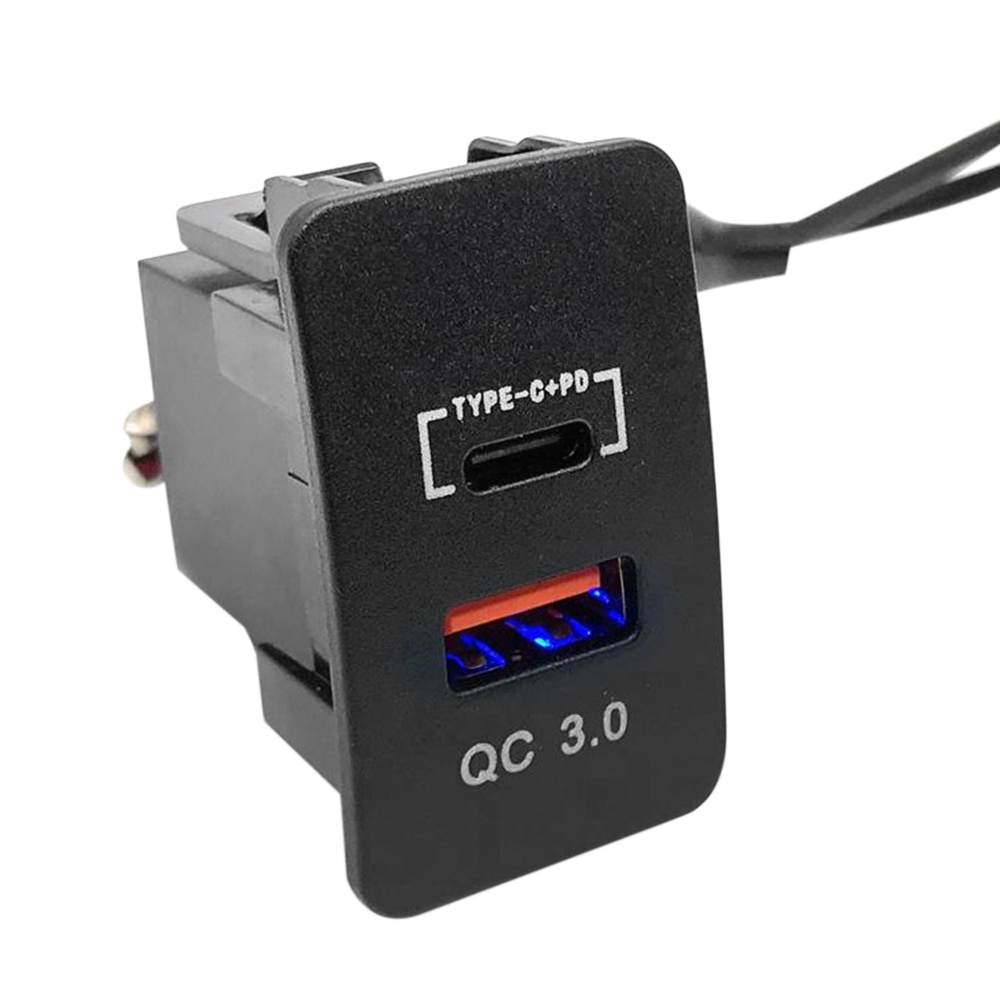 36W Dual USB Fast Charger Adapter QC3.0 Type C+PD Dashboard Socket LED Voltmeter for Accord -V JAZZ CITY