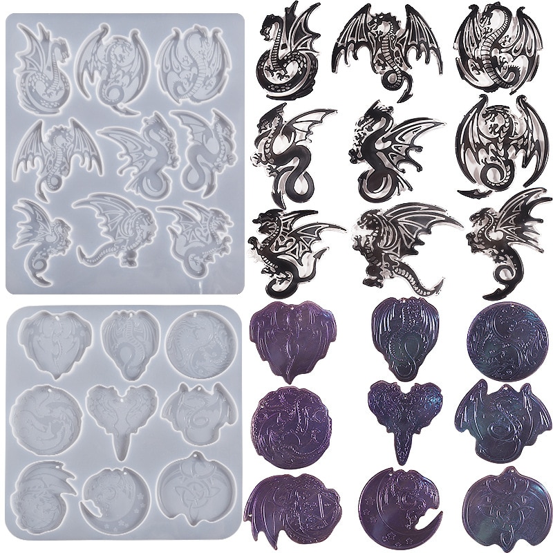 Crystal Epoxy Resin Flying Dragon Mold Resin Keychain Pendant Silicone Mold DIY Jewelry Pendant Mold