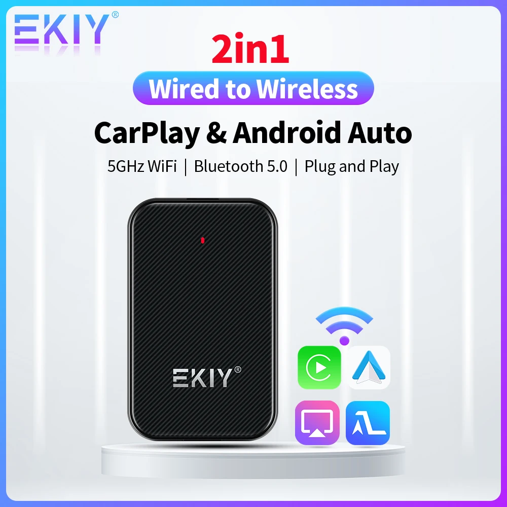 EKIY 2 in1 Apple Car Play Wireless Adapter CarPlay Mini Box Android Auto Dongle for Benz Audi Mazda