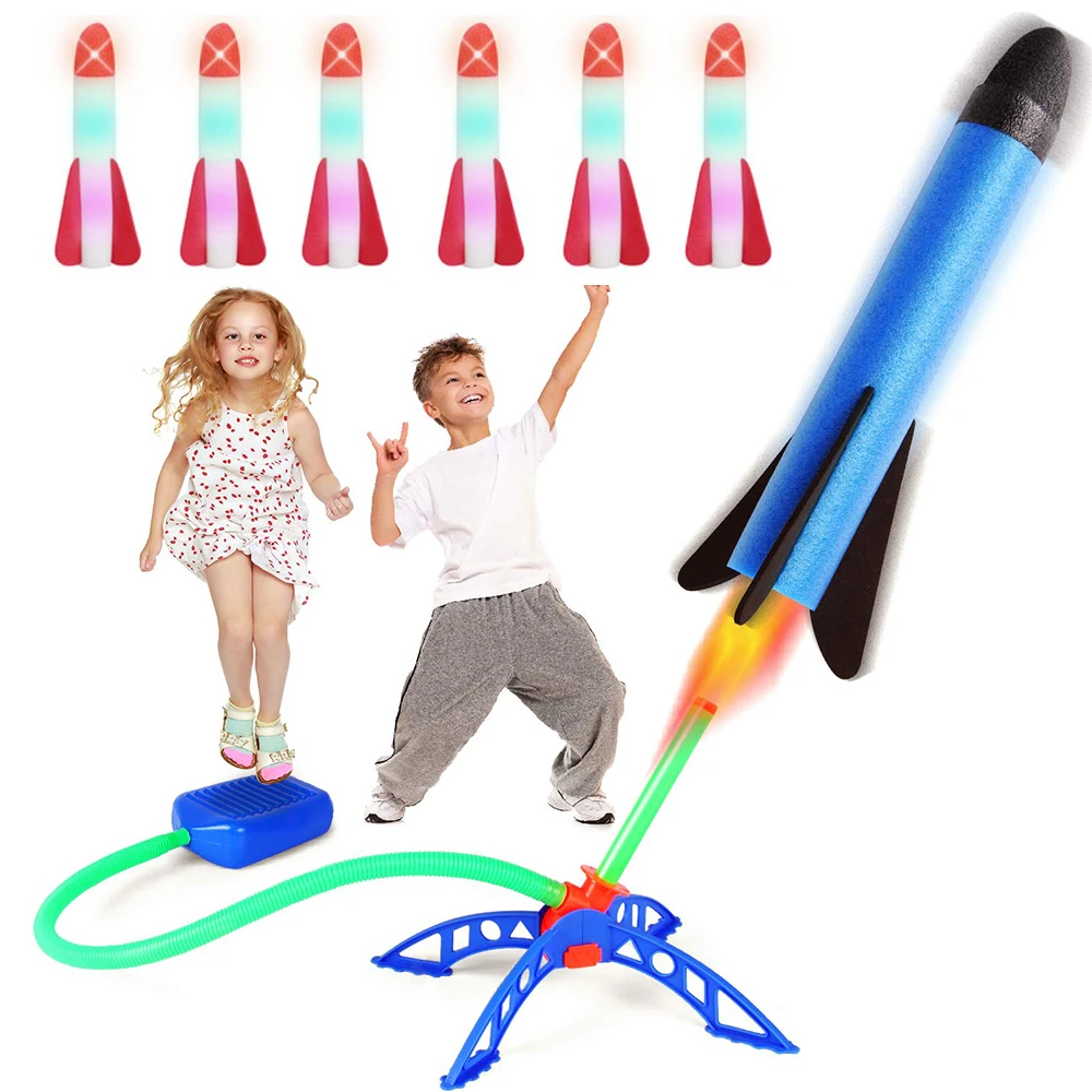Childre Air Rocket Foot Pump Launcher Outdoor Air Pressed Stomp Soaring Rocket Toys Child Play Set