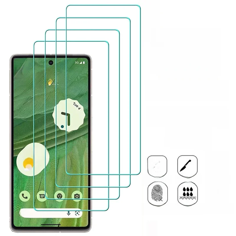 4PCS Tempered Glass for Google Pixel 9 8 Pro 8A 7 7A 6 6A 5 5A 4A 4 XL 3 9H Protective Transparent