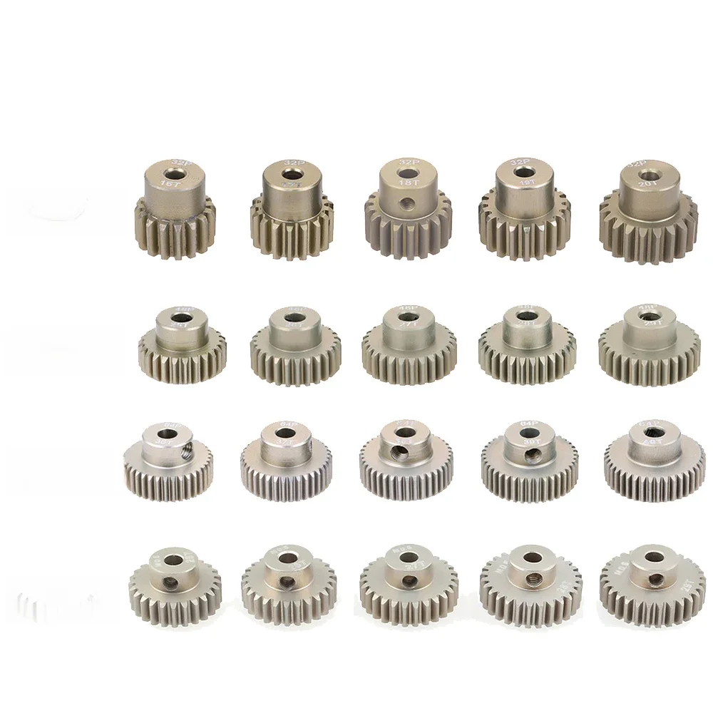 SURPASS HOBBY 5PCS 3.175mm Shaft Metal Pinion Motor Gear 32DP 48DP 64DP M0.6 M0.8 for 1/10 1/8 RC