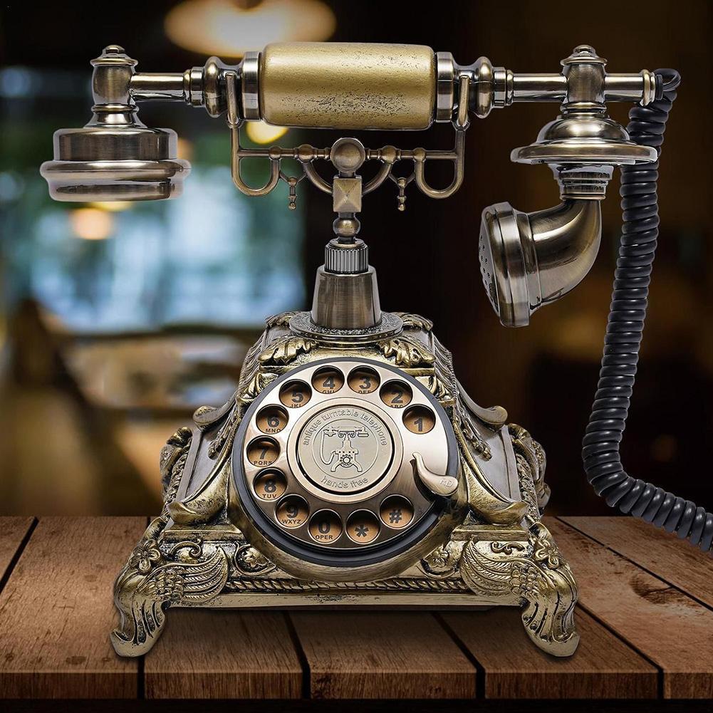 European Antique Landline Telephone Revolve Dial Antique Landline Phone For Office Home Hotel Resin Rotate Style Fixed Phone