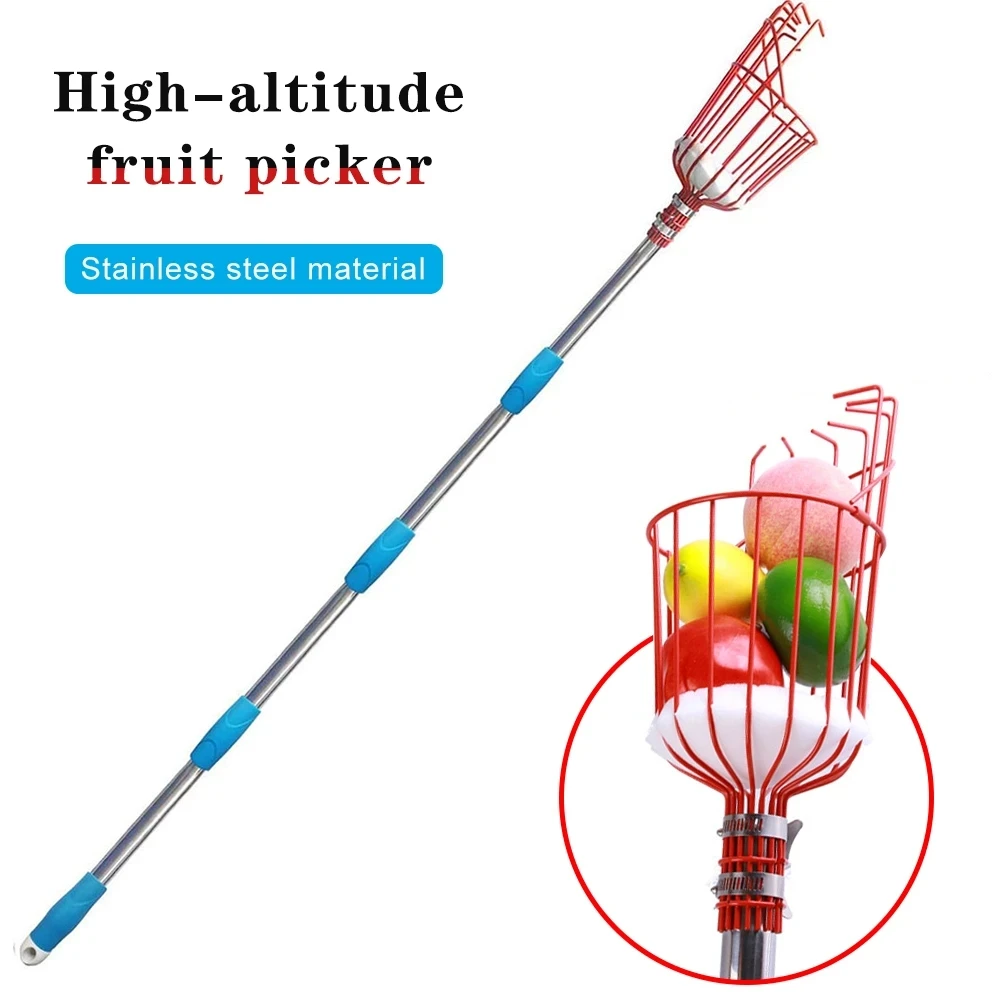 Fruit Picker Portable Harvesting Fruit Collector Catcher Detachable Telescopic Rod Picking Set Apple