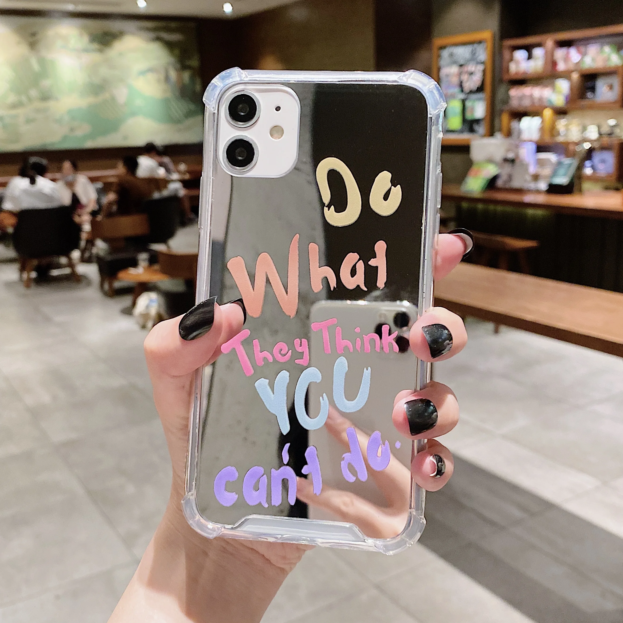 Text Graffiti Phone Case For iPhone 15 14 13 12 11 Pro Max Mirror Phone Cases For iPhone 11 Xr 7 8