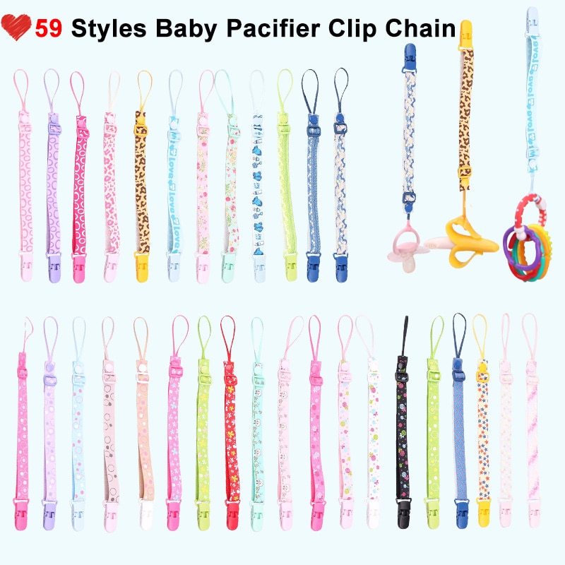59 Styles Baby Pacifier Clip Chain Adjustable Dummy Clip Nipple Holder Children Pacifier Clips Pacifier Chain Soother Holder