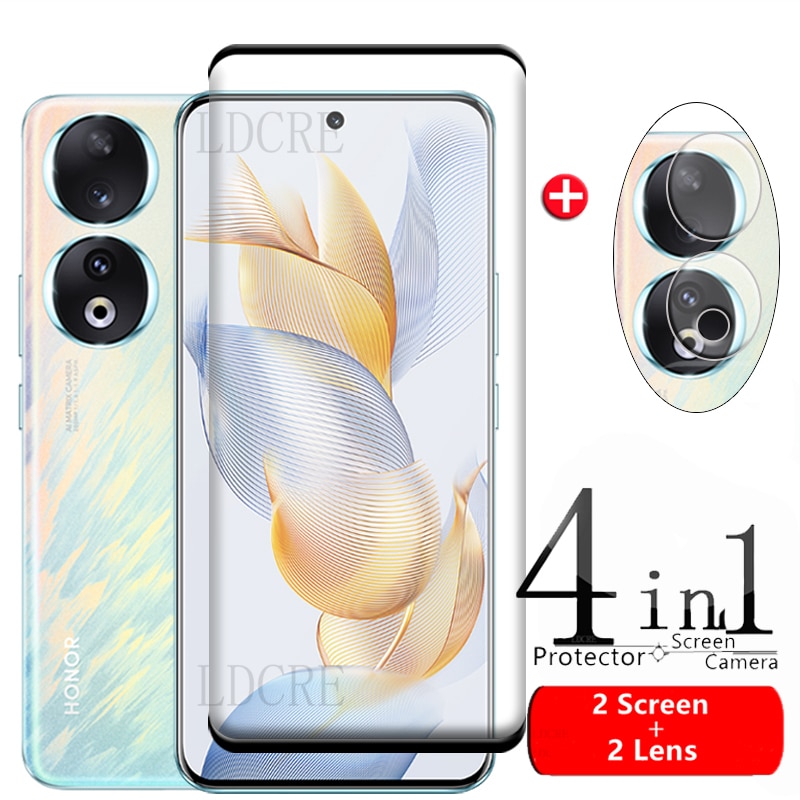 4-in-1 For Huawei Honor 90 Glass For Huawei Honor 90 Tempered Glass 9H HD Full Curved Screen Protetor Honor 70 80 90 Pro Glass