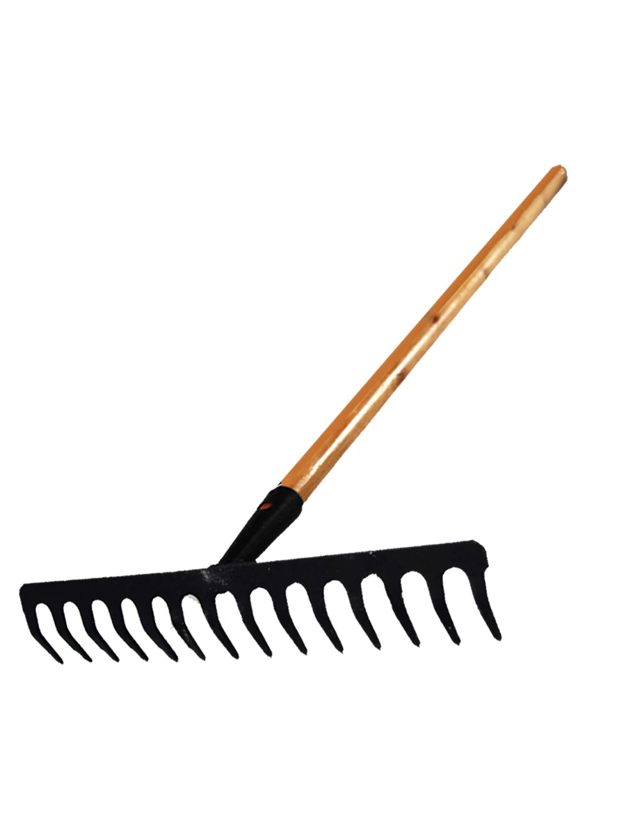 Farming Rake Stainless Steel Rake 14-Tooth Hay Deciduous Rake Pine Soil Rake Garden Gardening Tools