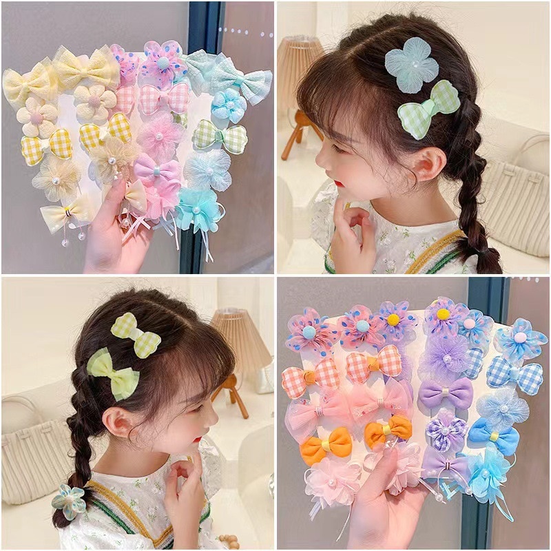 Chiffon Bow Ribbon Girls Hairpins Cute Colorful Bows Flowers Children Hair Clips Fashion Hair Accessories