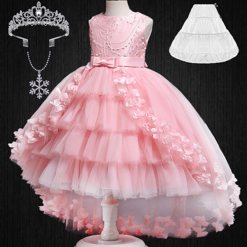 Formal Occasion Girls Lace Floor Length Cocktail Dresses for Children's Wedding Host Stage Performance Pageant Ceremony Cos
