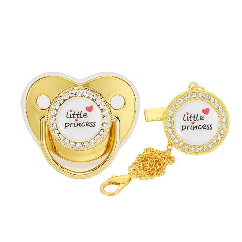 Multi color Luxury Pacifier For Baby Shower Gift Princess Baby Pacifier Clips Newborn BPA Free Silicone Baby Soother with Chain