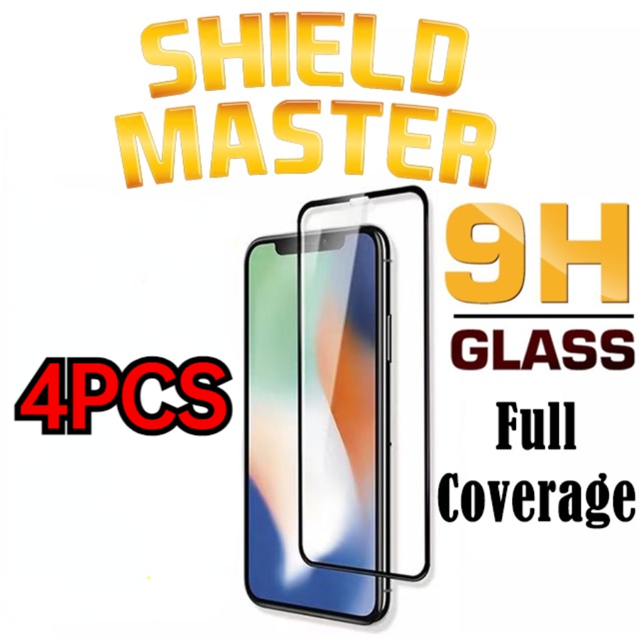 4PCS iPhone Screen Protector 14 Pro Max Protector 15 14 13 Pro Max Plus / 12 / 11 / Mini XR XS max 6/7/8 Plus Glass