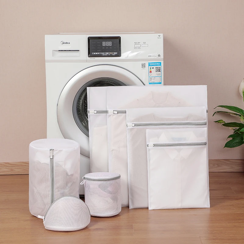 Grey Silicone Zipper Laundry Bags Fine Mesh Dirty Clothes Storage Organize Bag Clothes Protect