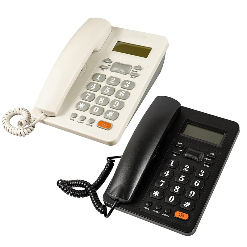 1 Piece Corded Telephone Dual Interface Wired Telephone With Caller Identification For Office (White)