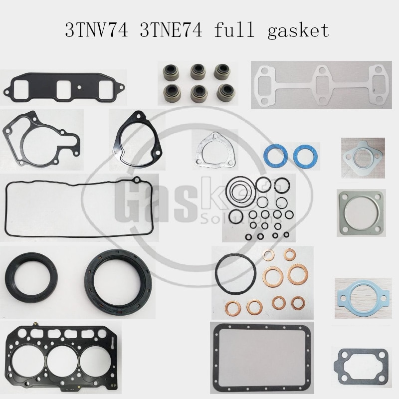 Complete Full Gasket Kit Set for Yanmar 3TNV74 3TNE74 Engine With Cylinder Head Gasket