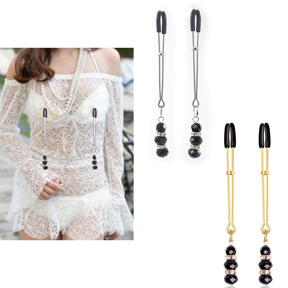 Women Sexy Faux Nipple Fake Piercing Body Jewelry Nipple Clamps Clips with Body Chains Fake Nipple Rings Non-Piercing