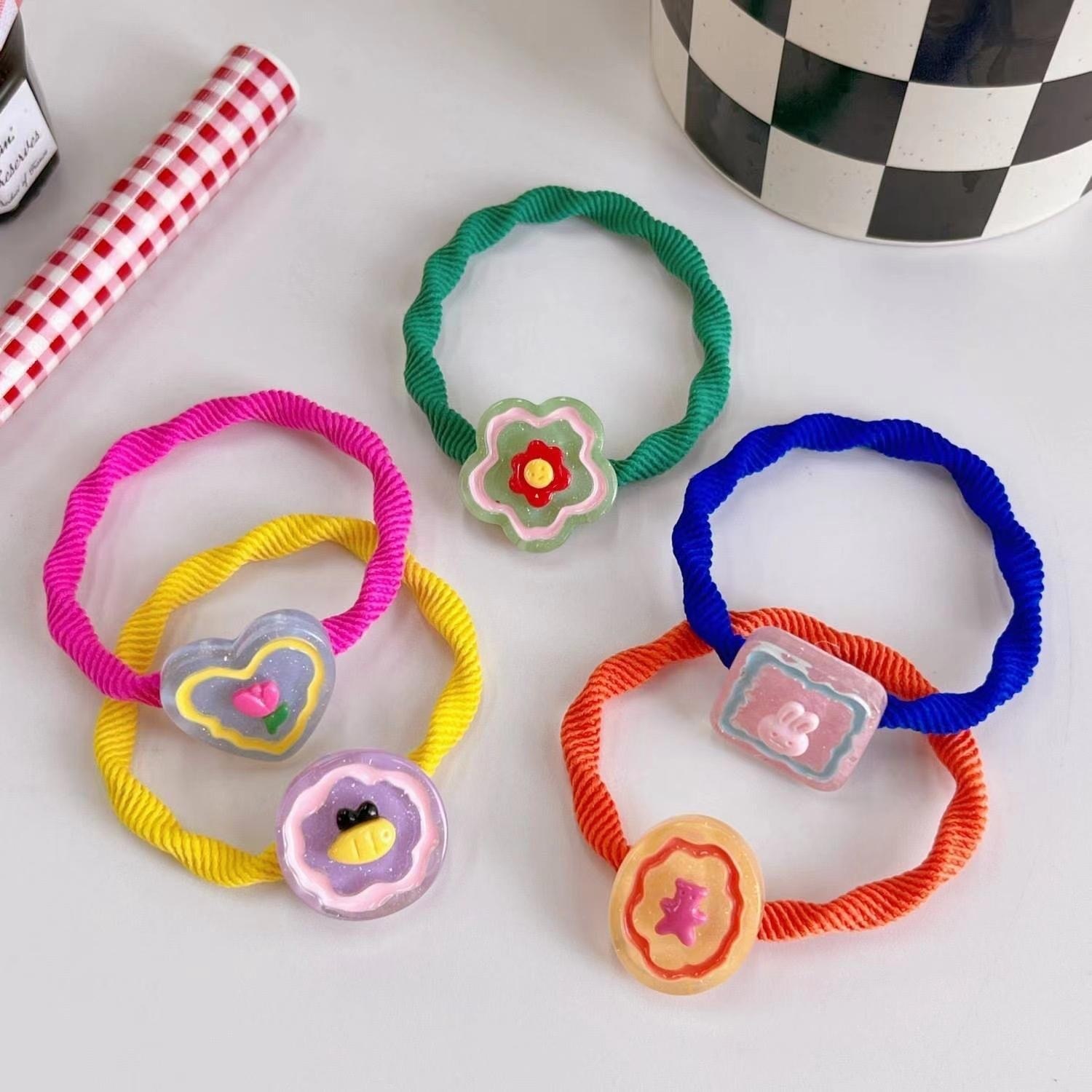 5pcs/set Toddler Girl Hair Band Korean Fashion Candy Color Elastic Hair Tie for Kdis Girl Kawaii Head Wear Hair Accessories